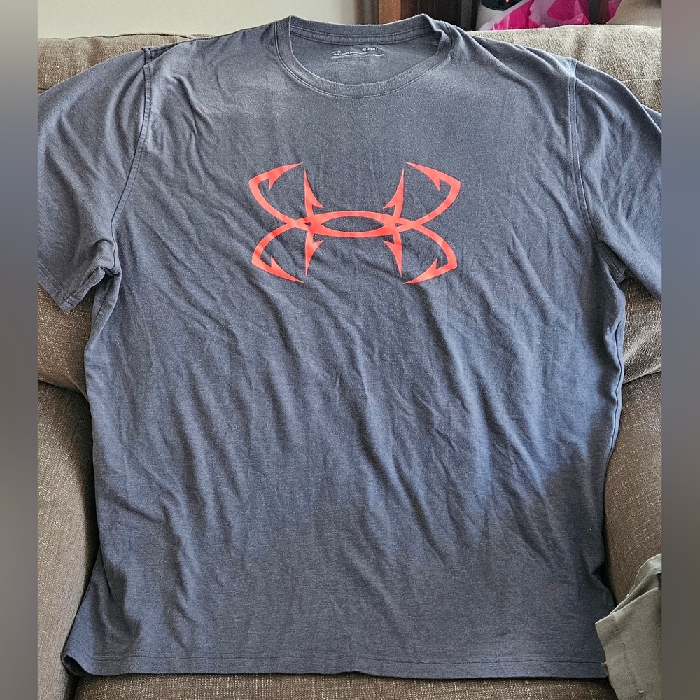 Under Armour Men's Charcoal Tee with Orange Logo